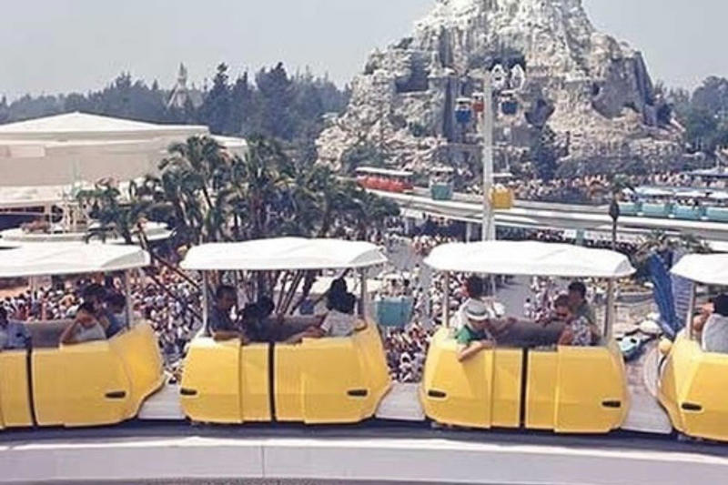 The Skyway, The PeopleMover, Rainbow Caverns Mine Train, Rocket To The Moon, Country Bear Jamboree, Rocket Rods, Tomorrowland Boats, The Jolly Trolley
