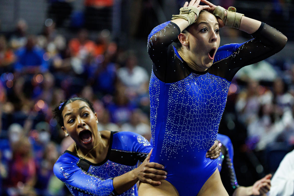 Fiery photos from NCAA gymnastics conference championships this week