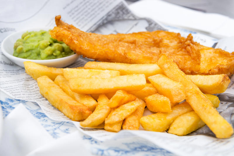 Fish and chips Fish and chips, Pasta carbonara, Churrasco, Spring rolls, Shakshouka, Tandoori chicken