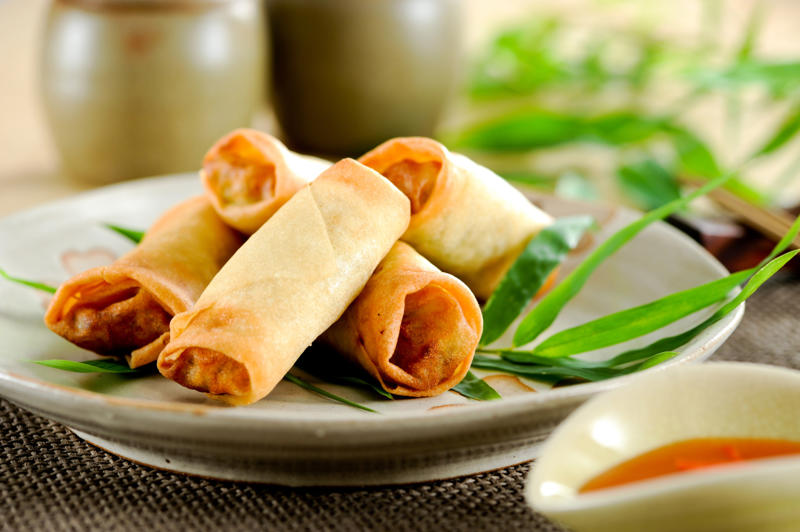 Spring rolls Fish and chips, Pasta carbonara, Churrasco, Spring rolls, Shakshouka, Tandoori chicken