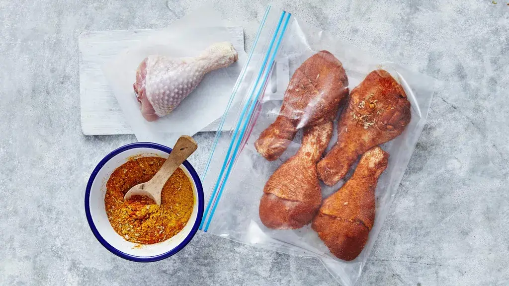 Delicious chicken drumstick recipes to try this week,          Barbecued tandoori chicken with cucumber &amp; avocado salad      ,          Slow cooker butter chicken      ,          One-pot apricot chicken with creamy rice      ,          Chicken tray bake with rhubarb, capsicum and chilli      ,          Citrus chicken drumsticks with chilli salt      ,          Chicken satay drumsticks with noodle salad      ,          Honey and soy drumsticks with easy fried rice      ,          Masala chicken drumsticks      ,          Jerk-spiced chicken drumsticks      ,          Tandoori chicken drumsticks      , An easy way to marinate chicken drumsticks