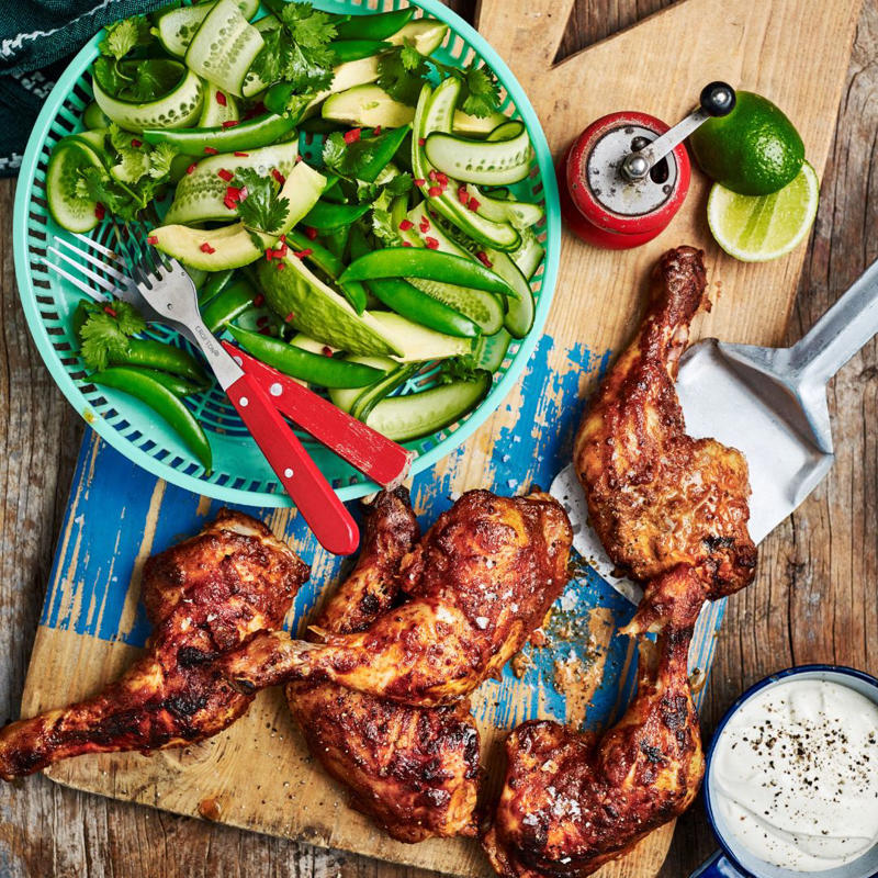 Delicious chicken drumstick recipes to try this week,          Barbecued tandoori chicken with cucumber &amp; avocado salad      ,          Slow cooker butter chicken      ,          One-pot apricot chicken with creamy rice      ,          Chicken tray bake with rhubarb, capsicum and chilli      ,          Citrus chicken drumsticks with chilli salt      ,          Chicken satay drumsticks with noodle salad      ,          Honey and soy drumsticks with easy fried rice      ,          Masala chicken drumsticks      ,          Jerk-spiced chicken drumsticks      ,          Tandoori chicken drumsticks      , An easy way to marinate chicken drumsticks