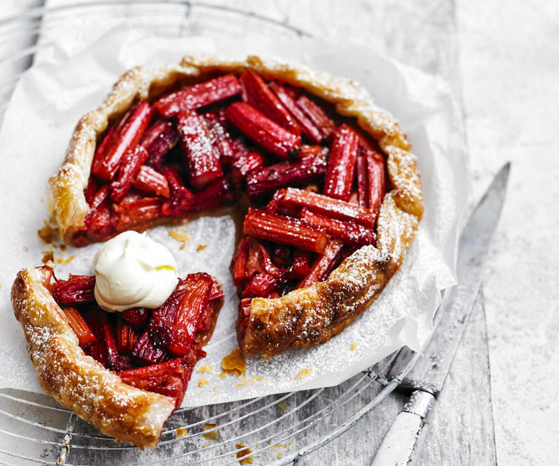 Rhubarb ripple cheesecake , Apple and rhubarb crumble , Rhubarb and strawberry sponge puddings , Pear & rhubarb pie , Deep dish apple and rhubarb pie , Crumpets with rhubarb compote , Rhubarb chia lattice tart , Rhubarb and raspberry crostata , Rhubarb and walnut tart , Rhubarb custard tea cake , Rhubarb cake with crumble topping , Vanilla stewed rhubarb on quinoa porridge , Caramelised apple and rhubarb pie , Upside down rhubarb ginger and hazelnut cake , Creamed rice with rhubarb and raspberries , Creamy polenta porridge with roasted rhubarb & sweet dukkah , Roasted rhubarb and balsamic popsicles , Caramel pavlova with rhubarb , Rhubarb and raspberry jam , Butterscotch teacakes with roasted rhubarb , Rustic rhubarb and berry pie , Rhubarb and winter fruit crumble , Rhubarb and strawberry jam , Rhubarb and almond jalousie , Rhubarb, pear and pomegranate custard tea cakes , Brandy snap and rhubarb stacks , Vanilla and rhubarb slice , Rhubarb souffle , Spelt crepes with rhubarb in rose syrup , White chocolate and rhubarb brioche pudding , Rhubarb crumble ice-cream , Strawberry and rhubarb muffins , Rhubarb bread with vanilla bean butter , Rhubarb pies with meringue topping , Rhubarb and vanilla crumble cake , Rhubarb chia muesli loaf