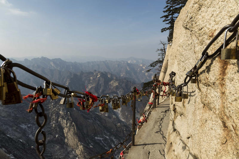 Mount Huashan, China Mount Huashan, China, West Coast Trail, Vancouver Island, Canada, Inca Trail, Machu Picchu to Huayna Picchu, Peru, GR20, Corsica, France, Cascade Saddle Route, New Zealand, Half Dome, Yosemite National Park, California, Drakensberg Grand Traverse, South Africa, Kokoda Track, Papua New Guinea, Rover's Run Trail, Alaska, Mount Washington, New Hampshire, Kalalau Trail, Hawaii, Aonach Eagach, Scotland