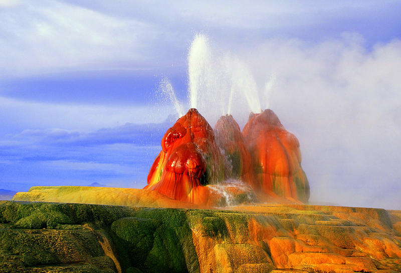 Ruskeala (Russia), Darvaza gas crater (Turkmenistan), Zhangye Danxia (China), Dark Hedges (Northern Ireland), Fly Geyser (United States), Blue Pond (Japan), Tunnel of Love (Ukraine), Las Médulas (Spain), Ojos del Salar (Chile), Hamilton Pool (United States), To Sua Ocean Trench (Samoa), Bryce Canyon (United States), Pamukkale (Turkey)