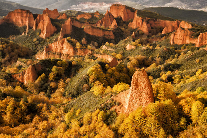 Ruskeala (Russia), Darvaza gas crater (Turkmenistan), Zhangye Danxia (China), Dark Hedges (Northern Ireland), Fly Geyser (United States), Blue Pond (Japan), Tunnel of Love (Ukraine), Las Médulas (Spain), Ojos del Salar (Chile), Hamilton Pool (United States), To Sua Ocean Trench (Samoa), Bryce Canyon (United States), Pamukkale (Turkey)