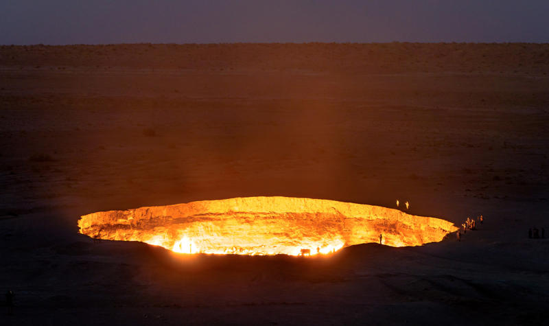 Ruskeala (Russia), Darvaza gas crater (Turkmenistan), Zhangye Danxia (China), Dark Hedges (Northern Ireland), Fly Geyser (United States), Blue Pond (Japan), Tunnel of Love (Ukraine), Las Médulas (Spain), Ojos del Salar (Chile), Hamilton Pool (United States), To Sua Ocean Trench (Samoa), Bryce Canyon (United States), Pamukkale (Turkey)