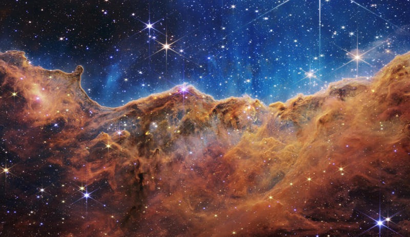 Cosmic Cliffs Jupiter's auroras, 'Cosmic Tornado', Put a ring on it, Galactic gathering, Floating along, Combined effort, A distant view, Dusty ribbons, Mosaic of beauty, The Crab Nebula, New beginning, Explosion in the universe, Pillars of Creation, Color and answers, Bright future, Gas release, A dying supernova, Cosmic Cliffs, A close neighbor