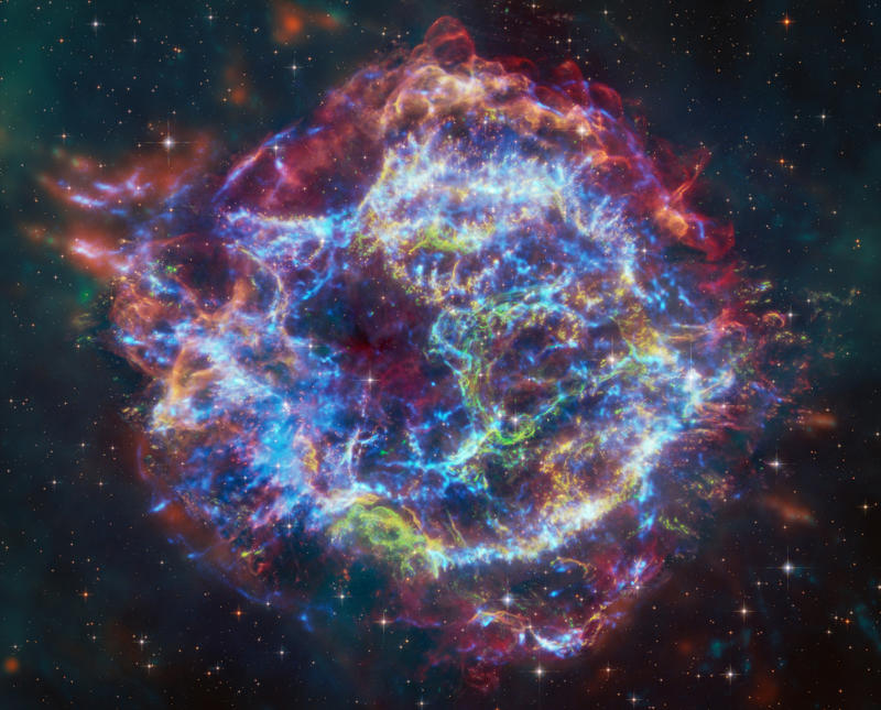 A dying supernova Jupiter's auroras, 'Cosmic Tornado', Put a ring on it, Galactic gathering, Floating along, Combined effort, A distant view, Dusty ribbons, Mosaic of beauty, The Crab Nebula, New beginning, Explosion in the universe, Pillars of Creation, Color and answers, Bright future, Gas release, A dying supernova, Cosmic Cliffs, A close neighbor