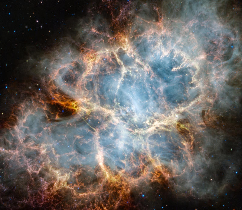 The Crab Nebula Jupiter's auroras, 'Cosmic Tornado', Put a ring on it, Galactic gathering, Floating along, Combined effort, A distant view, Dusty ribbons, Mosaic of beauty, The Crab Nebula, New beginning, Explosion in the universe, Pillars of Creation, Color and answers, Bright future, Gas release, A dying supernova, Cosmic Cliffs, A close neighbor