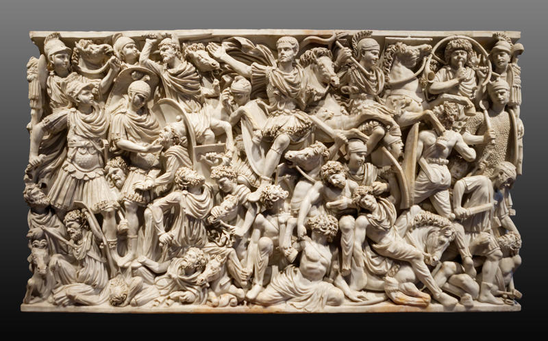 Myth #1: Gladiators fought to the death, Myth #2: Vomitoriums were used for indulgent purging, Myth #3: Ancient Roman statues were white, Myth #4: Nero played the fiddle while Rome burned, Myth #5: Roman women were confined to the home, Myth #6: Everyone looked and spoke the same, Myth #7: Christian martyrs were only slain in the Colosseum, Myth #9: Romans always wore togas, Myth #10: Julius Caesar’s last words were “Et tu, Brute?”, Myth #11: All gladiators were slaves, prisoners, and men, Myth #12: Slaves rowed Roman war vessels, Myth #13: Caligula’s horse was a government official, Myth #14: Roman gods were just Greek imports, Myth #15: The “Nazi salute” was invented in Rome