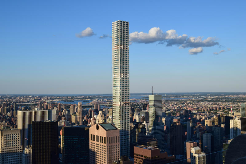 30. Two Prudential Plaza, 28. 35 Hudson Yards, 26. One57, 24. US Bank Tower, 22. The Spiral, 20. New York Times Tower, 18. 53 West 53, 16. 3 World Trade Center, 14. Comcast Technology Center, 12. Aon Center, 10. Bank of America Tower, 8. 30 Hudson Yards, 6. 432 Park Avenue, 4. 111 West 57th Street, 2. Central Park Tower