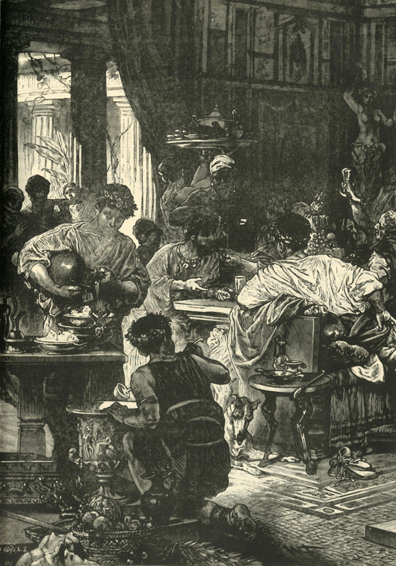 Roman dinner parties, Power and politics, Bring on the wine!, Wine cups, Popular dishes, Exotic foods, Entertainment, There was no such thing as a vomitorium, Religious affair, Saturnalia, Bacchanalia, Caligula’s party barges