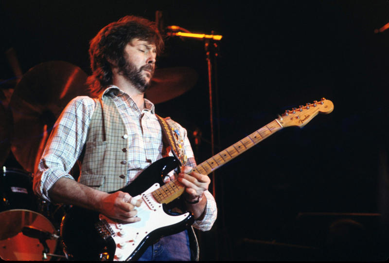 Fender 'Blackie' Stratocaster (Eric Clapton) – US$959,500 Martin 1930 OM-45 Deluxe (Roy Rogers) – US4,500, Fender 1965 Stratocaster (Jimi Hendrix) – US0,000, Rex Acoustic (Paul McCartney) – US5,000, Rickenbacker 1962 425 (George Harrison) – US7,000, Gibson 1964 ES-335 TDC (Eric Clapton) – US7,500, Fender 'Blackie' Stratocaster (Eric Clapton) – US9,500, Gibson 1959 Les Paul Standard (Keith Richards) – US million, Gibson 1957 Les Paul (Duane Allman) – US.25 million, Martin 1942 D-18 (Elvis Presley) – US.32 million, Fender 1954 Stratocaster (David Gilmour) – US.815 million, Gibson 1962 J-160E (John Lennon) – US.41 million, Kramer Custom (Eddie Van Halen) – US.932 million, Fender 1969 Mustang (Kurt Cobain) – US.6 million