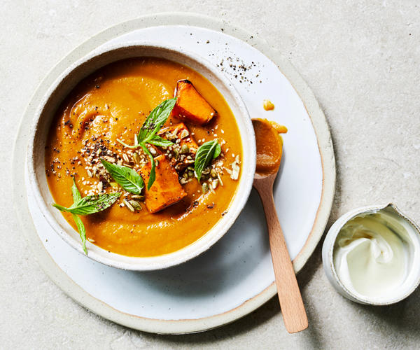 Best easy soup recipes for cosy cooking this winter,          Split pea and coconut soup with yoghurt      ,          Silverbeet soup with colcannon potato bread      ,          Torn pasta soup with fennel and parmesan croutons      ,          Farro, white bean and smoked ham soup      ,          Fast pasta e fagioli recipe (ditali and beans with pancetta)      ,          Parsnip soup with truffle and hazelnuts      ,          Red lentil soup with yoghurt and coriander      ,          Miso noodle soup with mushrooms and ginger      ,          Sausage, cavolo nero and chickpea minestrone      ,          Tony Tan’s asam laksa      ,          Broccoli soup with Gorgonzola toasts      ,          Tortilla soup with chicken      ,          A classic cauliflower soup with cheddar toast      ,          Miso with soba, poached eggs and spring onion      ,          Silverbeet soup with rice, lemon and smoked trout      ,          Fennel and leek soup with four spice      ,          Sweetcorn with coconut milk      