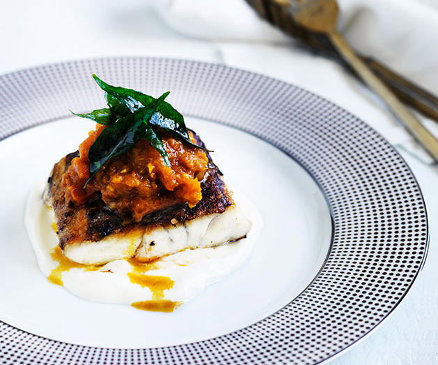Best barramundi recipe ideas for cooking in 2026,          Coconut dhal with barramundi      ,          Pendolino’s spaghetti con pesce d’acqua dolce (spaghetti with freshwater fish)      ,          Baked barramundi with pepperleaf mayonnaise      ,          Christine Manfield’s spiced barramundi with tomato-chilli pickle      ,          Barramundi with Grenobloise sauce and colcannon      ,          Jerk-rubbed barramundi with dirty rice      ,          Steamed barramundi with shiitake rice      ,          Crisp barramundi with prawn salsa and vanilla-infused dressing      ,          Roast barramundi with kale, fennel and broccoli slaw      ,          Barbecued barramundi with macadamia romesco      ,          Sour curry of barramundi      