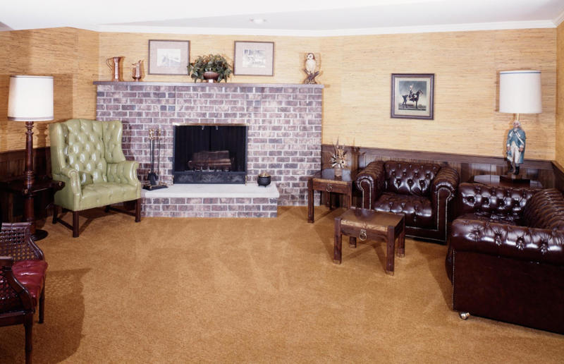 1970s homewares that have disappeared from our homes, Beanbags, Wood panelling, Avocado bathroom suites, Carpeted bathrooms, Linoleum floors, Boxy TVs, Brick fireplaces, Patterned carpet, Alarm clocks, Patterned wallpaper, Conversation pits, Floral sofas, Push button phones, Stereo systems, Fringing on furniture, Electric carving knives, Waterbeds, Fondue sets, Brass ornaments, Velvet everywhere, Zebra rugs