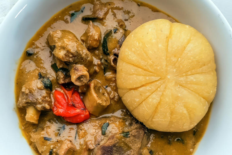 Banku (Ghana) Tagine (Morocco, Tunisia, Algeria), Bazin (Libya), Banku (Ghana), Chakalaka (South Africa), Akara (West Africa), Haraimi (Libya), Bunny Chow (South Africa), Zanzibar pizza (Tanzania), Braai (South Africa), Suya (Nigeria), Injera (Ethiopia, Eritrea), Mafe (West Africa), Pastilla (Morocco), Doro Wat (Ethiopia), Fufu (West Africa), Gorraasa (Sudan)