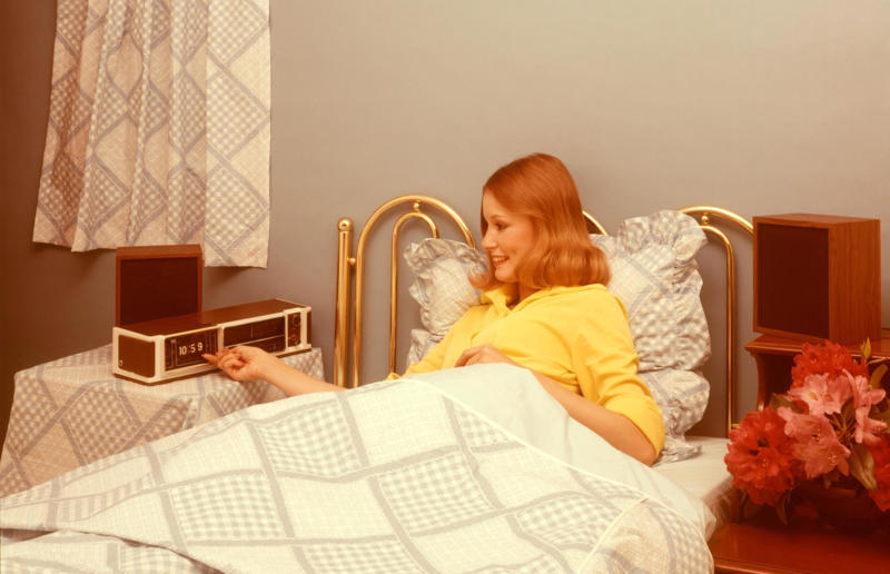 1970s homewares that have disappeared from our homes, Beanbags, Wood panelling, Avocado bathroom suites, Carpeted bathrooms, Linoleum floors, Boxy TVs, Brick fireplaces, Patterned carpet, Alarm clocks, Patterned wallpaper, Conversation pits, Floral sofas, Push button phones, Stereo systems, Fringing on furniture, Electric carving knives, Waterbeds, Fondue sets, Brass ornaments, Velvet everywhere, Zebra rugs