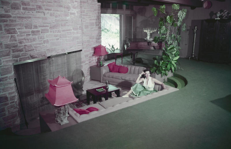 1970s homewares that have disappeared from our homes, Beanbags, Wood panelling, Avocado bathroom suites, Carpeted bathrooms, Linoleum floors, Boxy TVs, Brick fireplaces, Patterned carpet, Alarm clocks, Patterned wallpaper, Conversation pits, Floral sofas, Push button phones, Stereo systems, Fringing on furniture, Electric carving knives, Waterbeds, Fondue sets, Brass ornaments, Velvet everywhere, Zebra rugs