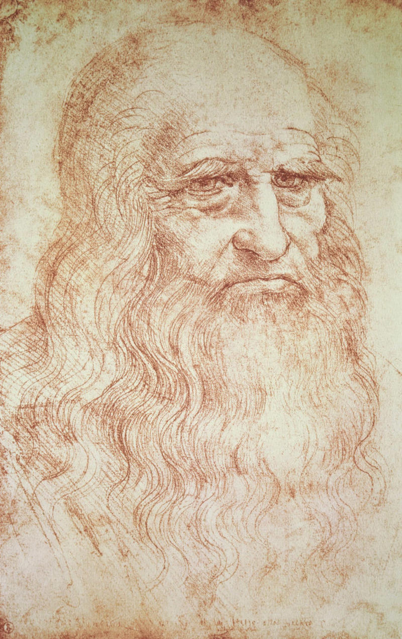 'Portrait of a Man in Red Chalk' Growing up, Apprentice, Publishing, Experiments, Inventions, The heart, Discoveries, The 'Mona Lisa', 'Portrait of a Man in Red Chalk'