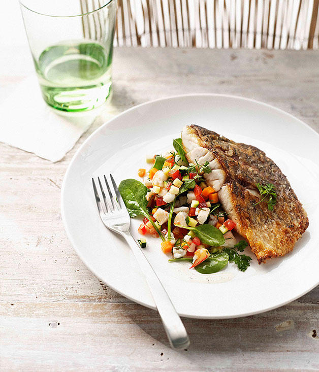 Best barramundi recipe ideas for cooking in 2026,          Coconut dhal with barramundi      ,          Pendolino’s spaghetti con pesce d’acqua dolce (spaghetti with freshwater fish)      ,          Baked barramundi with pepperleaf mayonnaise      ,          Christine Manfield’s spiced barramundi with tomato-chilli pickle      ,          Barramundi with Grenobloise sauce and colcannon      ,          Jerk-rubbed barramundi with dirty rice      ,          Steamed barramundi with shiitake rice      ,          Crisp barramundi with prawn salsa and vanilla-infused dressing      ,          Roast barramundi with kale, fennel and broccoli slaw      ,          Barbecued barramundi with macadamia romesco      ,          Sour curry of barramundi      