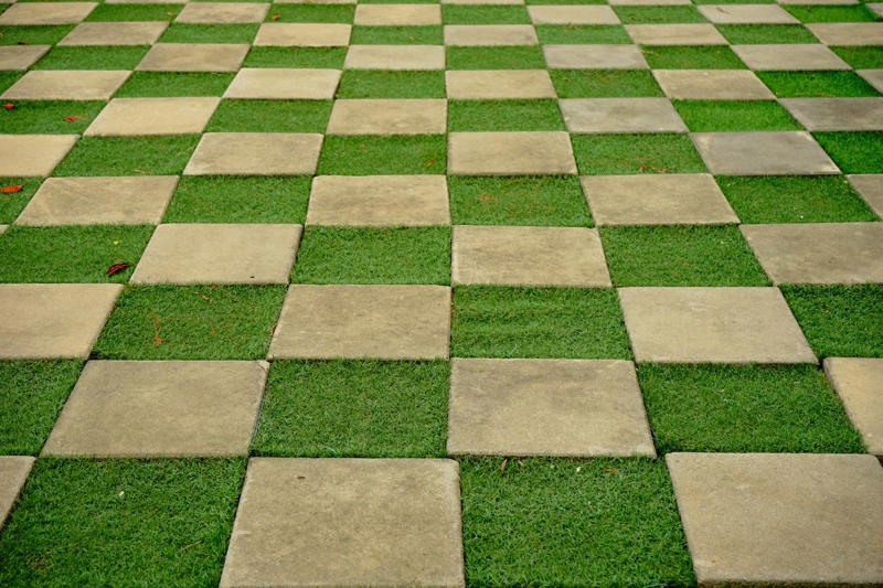 Artificial Turf , Boxwood Hedges , Checkerboard Grass, Gravel-Heavy Gardens