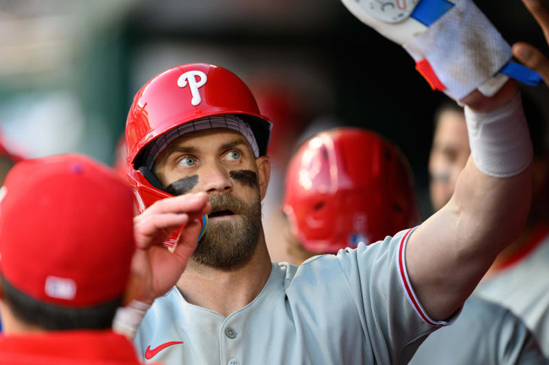 First base: Ryan Howard, Second base: Chase Utley, Shortstop: Jimmy Rollins, Third base: Scott Rolen, Left field: Pat Burrell, Center field: Shane Victorino, Right field: Bobby Abreu, Catcher: J.T. Realmuto, Utility: Bryce Harper, Designated hitter: Kyle Schwarber, Left-handed starting pitcher: Cole Hamels, Right-handed starting pitcher: Roy Halladay, Relief pitcher: Brad Lidge, Manager: Charlie Manuel