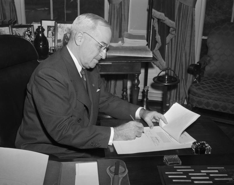 Harry S. Truman (1884–1972), Dwight D. Eisenhower (1890–1969), John F. Kennedy (1917–1963), Lyndon B. Johnson (1908–1973), Richard M. Nixon (1913–1994), Gerald Ford (1913–2006), Jimmy Carter (1924-2024), Ronald Reagan (1911–2004), George H.W. Bush (1924-2018), Bill Clinton (1946-), George W. Bush (1946–), Barack Obama (1961–), Donald Trump (1946-), Joe Biden (1942-)