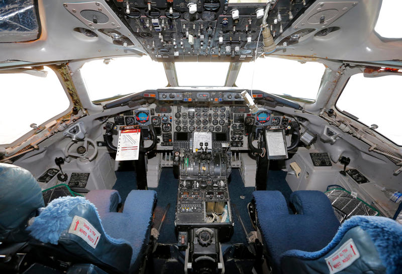 Beginning with the Ford administration in 1975, this DC-9 jet flew as Air Force Two until 2005. Vice President Al Gore decorated the VIP cabin with family photos., The cabin also featured a clock with different time zone displays., Mike Pence's staff decorated Air Force Two for his birthday in 2017., Kamala Harris also celebrated birthdays on the plane., Second gentleman Doug Emhoff traveled aboard Air Force Two, as well., The press area features TV screens that can play cable news.