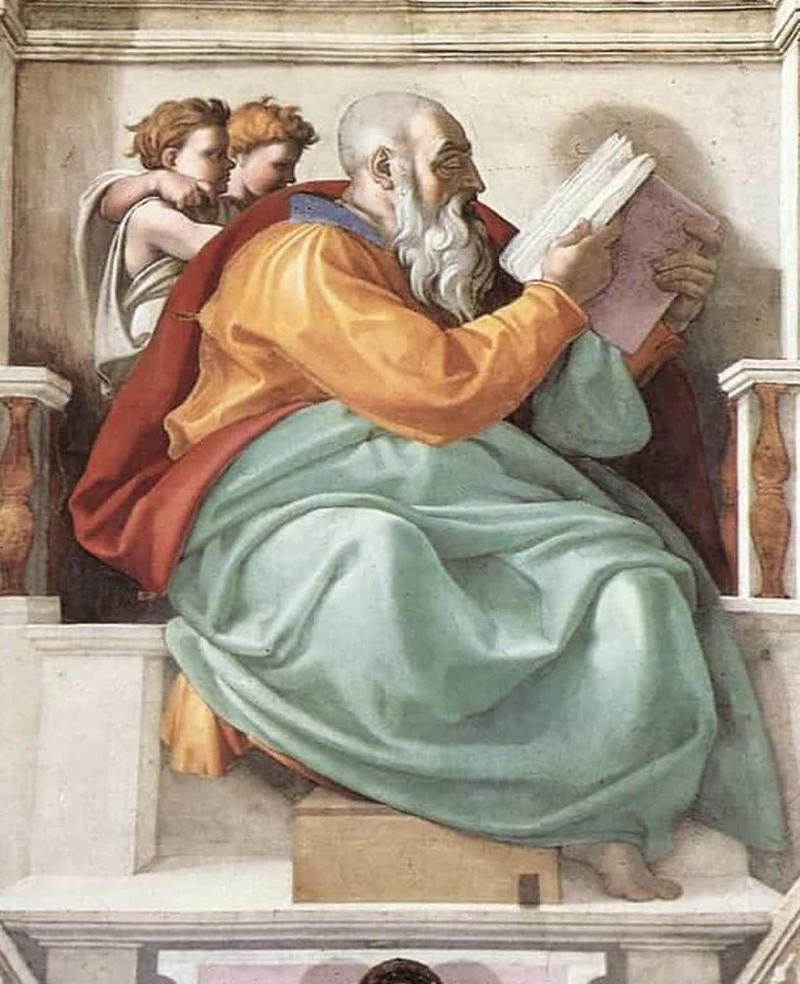 'The Prophet Zechariah' 'Mona Lisa', 'Lady with an Ermine', 'Boy Mozart', 'The Garden of Earthly Delights', 'The Prophet Zechariah', 'Netherlandish Proverbs', 'Nighthawks', 'An Old Man in Military Costume', 'The Life of Saint Francis', 'The Lute Player', 'The Creation of Adam', 'The Starry Night', 'Patch of Grass', 'Supper at Emmaus', 'The Bayeux Tapestry'
