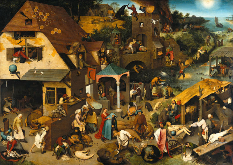 'Netherlandish Proverbs' 'Mona Lisa', 'Lady with an Ermine', 'Boy Mozart', 'The Garden of Earthly Delights', 'The Prophet Zechariah', 'Netherlandish Proverbs', 'Nighthawks', 'An Old Man in Military Costume', 'The Life of Saint Francis', 'The Lute Player', 'The Creation of Adam', 'The Starry Night', 'Patch of Grass', 'Supper at Emmaus', 'The Bayeux Tapestry'