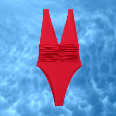 A period-friendly deep V one-piece swimsuit, An option from Amazon with insanely high reviews, A practical silhouette that's available in a slew of tropical colors, A surprisingly sexy full-coverage suit that protects against leaks, Or a similar option that reviewers say is just as good, A "freaking chic" one-piece that offers plenty of bust support, A strappy retro-style one-piece with splashes of skin, A square-neck shapewear suit that reviewers say "really delivers", A wrap tie suit with a cheeky cutout, That one you've seen all over Instagram that offers sculpting compression, A Riot Swim suit that is as cool as it is timeless, An MBM Aspire swimsuit, Related...
