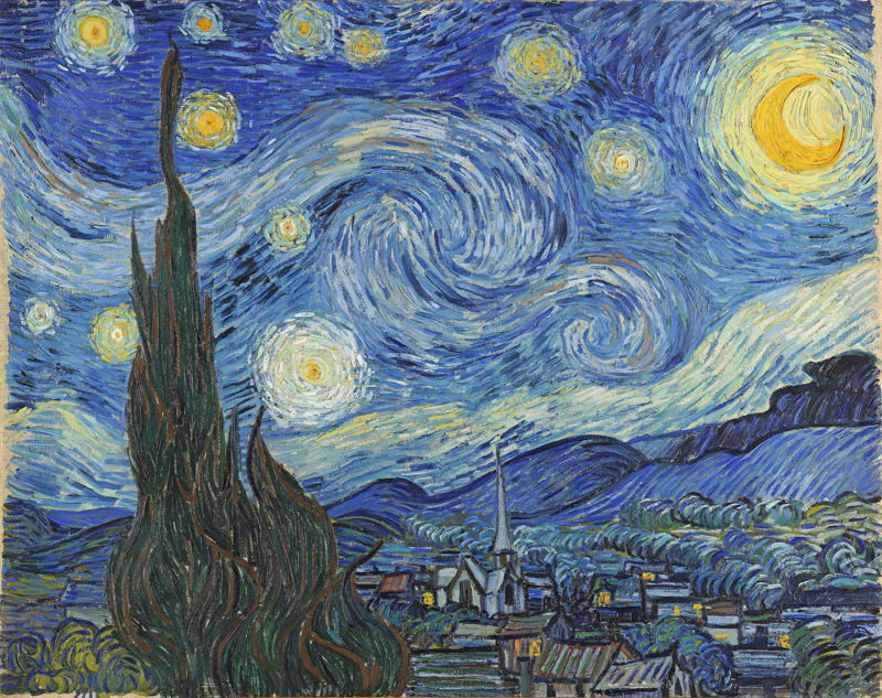 'Guernica' by Pablo Picasso, 'Mona Lisa' by Leonardo da Vinci, 'Starry Night' by Vincent van Gogh, 'The Persistence of Memory' by Salvador Dalí, 'The School of Athens' by Raphael, 'The Arnolfini Portrait' by Jan van Eyck, 'Wanderer above the Sea of Fog' by Caspar David Friedrich, 'Water Lilies series' by Claude Monet, 'Girl with a Pearl Earring' by Johannes Vermeer, 'The Gleaners' by Jean-François Millet, 'The Hay Wain' by John Constable, 'Nude Descending a Staircase, No. 2' by Marcel Duchamp