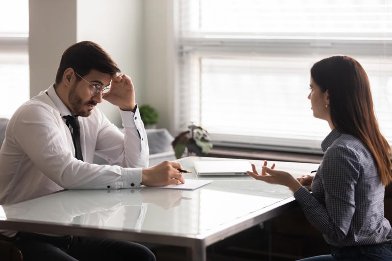 “Sorry, I lied on my interview” “I want a raise”, “I can’t work with x person”, “We’ve always done things this way”, “That’s above my pay grade”, “I have too much on my plate right now”, "What's the big deal?", "That's not my job", “I’m so hungover”, “I heard x saying y about you”, “I’m so bored”, "I‘m way too smart for this job", "Are you pregnant?", "No offense, but…", “Sorry, I lied on my interview”, “Can you ask x to do it instead?”, Slang of any kind