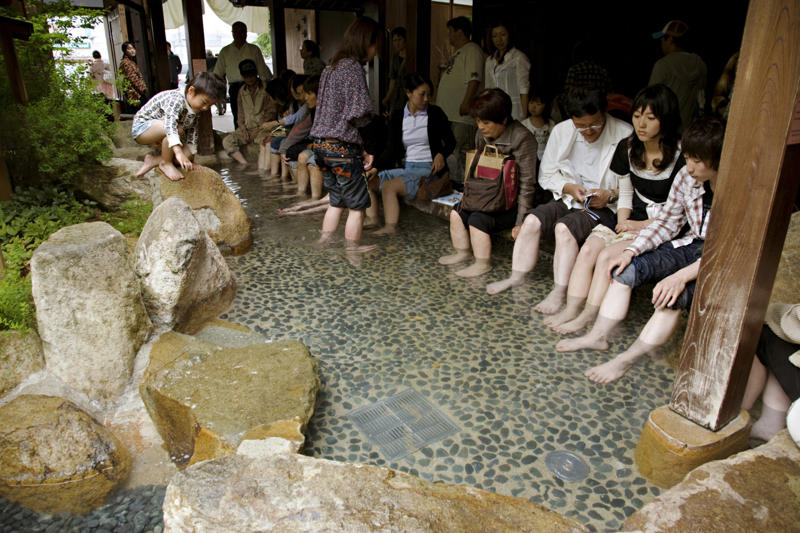 Foothbaths everywhere Lots of vending machines...selling lots of things!, Free tissues, Limited edition Kit Kats, You can stay at a capsule hotel, Quirky and utterly expensive fruits, Fake display food, Maid/butler cafés, Randoseru backpacks, Automatic taxi doors, Foothbaths everywhere, Drinking in public, Wet towels, Wearing a mask is common, Elevator girls