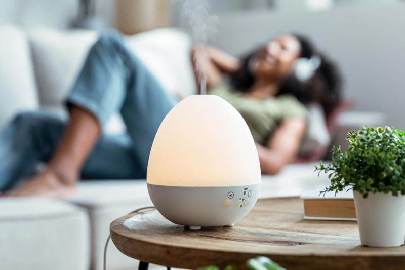Use a diffuser What is pet smell, exactly?, Dog smell, Dog odors are by design, You'll need to clean more often than people who don't have pets, Some dog smells indicate health problems, Baking soda, Couches and upholstery, Leather furniture, Remove pet odors from the air, Use a diffuser, Get rid of dog mess smells, Bathe and groom your dog regularly, Keep up with your dog’s hygiene, Wash your dog's items, Create a relaxed environment, How to get rid of wet dog smell without a bath, Increase airflow, Get an odor-free litter box, Groom your cat, Keep an odor-free cage, Why is cat smell so hard to remove?, Try enzymatic cleaners, Never mix hydrogen peroxide and vinegar to treat a stain, Try placing charcoal bags around your home