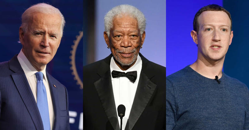 Joe Biden, Morgan Freeman, and Mark Zuckerberg Brad Pitt, Justin Bieber, The 1975, Lady Gaga, Joe Biden, Morgan Freeman, and Mark Zuckerberg, Chris Brown, Selena Gomez, The Beatles, Tyler, The Creator, Harrison Ford, Jon Bon Jovi, Alec Baldwin, Miley Cyrus, Katy Perry, Martin Scorsese, Sacha Baron Cohen, Boy George, Martha Stewart, Mike Tyson, Paris Hilton, Russell Brand, Snoop Dogg, Elton John, Lily Allen, Christian Slater, Busta Rhymes