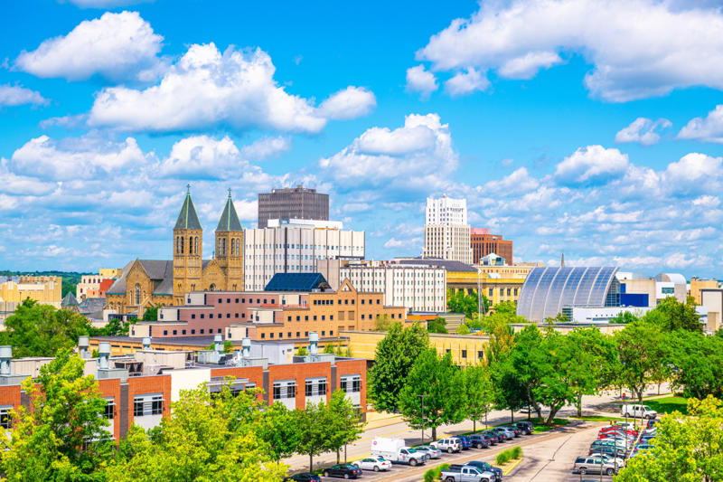 8. Akron, Ohio 30. Green Bay, Wisconsin, 29. Sioux Falls, South Dakota, 28. Indianapolis, Indiana, 27. Lansing, Michigan, 26. Memphis, Tennessee, 24. Davenport, Iowa, 22. El Paso, Texas, 20. Detroit, Michigan, 19. Abilene, Texas, 18. Peoria, Illinois, 16. Amarillo, Texas, 14. Beaumont, Texas, 12. McAllen, Texas, 10. Rockford, Illinois, 8. Akron, Ohio, 6. Wichita Falls, Texas, 4. Fort Wayne, Indiana, 2. Brownsville, Texas