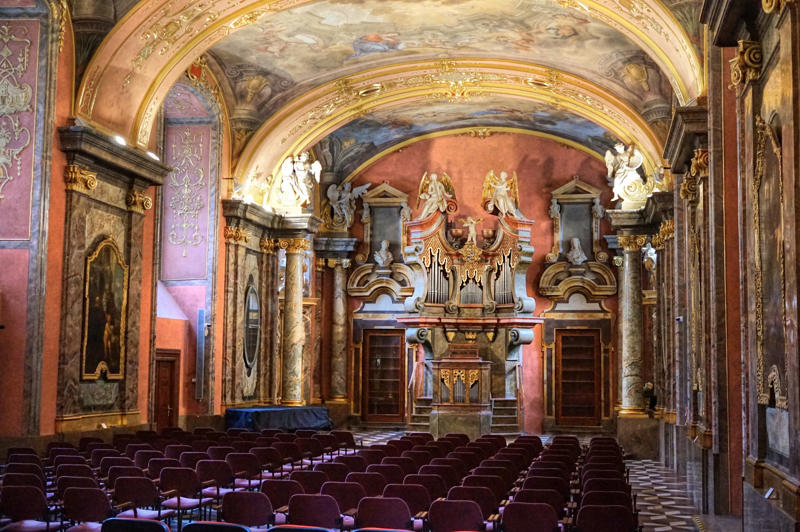 Joanina Library, Portugal, The Royal Portuguese Cabinet of Reading, Brazil, Library of the National Palace of Mafra, Portugal, Beitou Library, Taiwan, El Escorial, Spain, Stuttgart Library, Germany, Bibliotheca Alexandrina, Egypt, Biblioteca Vasconcelos, Mexico, Trinity College Library, Ireland, Clementinum Library, Czech Republic, Admont Abbey Library, Austria, John Rylands University Library, England, Musashino Art University Library, Japan, Stockholm Public Library, Sweden, Cuypers Library, the Netherlands, New York Public Library, United States, George Peabody Library, United States