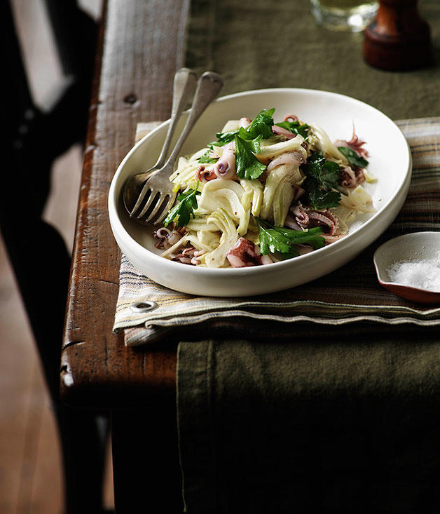 Best calamari recipes for autumn entertaining,          Grilled squid with rouille and chilli      ,          Sean Moran’s calamari fried in its ink with chilli aïoli      ,          Jicama and green mango salad with grilled calamari      ,          Grilled calamari with herbs and crisp shallots      ,          Frank Camorra’s calamari cooked in olive oil with spiced beetroot salad      ,          A short history of brodetto, and a recipe too      ,          Chilli squid-ink spaghetti      ,          Tony Tan’s three-cup calamari      ,          Spiced squid with sweet and sour mango sauce      ,          Squid, chorizo, spelt, blood orange and black garlic      ,          Squid with fennel and artichokes      ,          David Thompson’s deep-fried squid with garlic and peppercorns      ,          Grilled squid (Pla meuk yang)      ,          Raes on Wategos’s calamari and zucchini skewers with ‘nduja vinaigrette      ,          Salad of grilled baby calamari, radicchio and potatoes      ,          Alpha’s calamari with fava, barley rusks, capers and rocket      ,          Morcilla-stuffed squid with lentils and saffron alioli      ,          Phil Wood’s kipfler potato and calamari Greek salad      ,          Braised beans with chorizo and calamari      ,          Fried squid and potato with chilli and garlic      ,          Arroz negro (Squid with rice cooked in squid ink)      ,          Tagliolini al nero di seppia con calamari (Squid-ink tagliolini with calamari)      ,          Squid with roast tomato dressing, Sicilian olives and garlic crumbs      ,          Lau’s Family Kitchen’s calamari with shrimp sauce      ,          Taglierini with squid, garlic and chilli      ,          Bar Saracen’s hummus bi calamari      