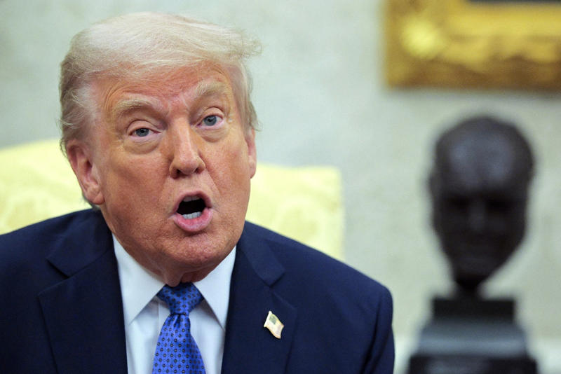 April 24 - Shows displeasure and frustration at lack of Russia/Ukraine peace progress May 22 - Pentagon accepts Boeing jet from Qatar for Trump, May 22 - "Big, beautiful bill" passed by House, May 21 - Announces “Golden Dome” missile defence project, May 20 - Has "excellent" call with Putin on Ukraine war, May 19 - Reacts to Biden's cancer diagnosis, May 16 - New tariff rates on the way, May 15 - Trump says US is close to nuclear deal with Iran, May 14 - Brokers B deal between Qatar Airways and Boeing, May 13 - Expedites refugee applications for white South Africans, May 13 - Donald Trump seeks 1 trillion in investments in Saudi Arabia, May 12 - Preparing to make Qatari luxury plane new Air Force One, May 12 - Trump promises historic drug price cuts, May 9 - Names Jeanine Pirro interim US attorney for DC, May 8 - Will decide on “Persian Gulf” name during Middle East visit, May 7 - Supreme Court allows ban on trans people in the military, May 6 - Hosts .5 million-per-plate dinner in Virginia, May 6 - Trump Administration Offers ,000 to Undocumented Immigrants for Voluntary Departure, May 6 - Trump and Carney meet at the White House, May 6 - Lawsuits against the Trump administration for mass layoffs at HHS, May 5 - Trump plans to reopen Alcatraz, May 5 - Trump uncertain about constitutional right to "due process", May 4 - Trump Denies Seeking Unconstitutional Third Term Despite "Trump 2028" Merchandise, Trump Stirs Controversy with AI-Generated Pope Image During Vatican Mourning Period, May 2 - Plans to revoke Harvard’s tax-exempt status, May 1 - Reassigns national security adviser Mike Waltz, April 30 - Blames Biden for shrinking US economy, April 29 - Lowest 100-day approval rating in 80 years, April 28 - Trump suggests Canadians should vote for him in election, April 25 – Trump signs executive order to step up global deep-sea mining, April 23 – Trump softens stance on China and Powell, April 22 - Trump refuses to grant migrants a trial, April 21 - Stands behind Hegseth as defense secretary, April 19 – Trump’s approval rating on economy drops to all-time low, April 17 - Criticizes Federal Reserve Chair, April 16 - Plans to overhaul the Endangered Species Act, April 15 - Trump suggests deporting US criminals to El Salvador, April 14 - Called “fully fit” by White House physician, April 9 - Pauses tariffs on everyone but China for 90 days, April 9 - Urges Americans to “BE COOL!”, April 8 - Prepared to add new tariffs on China, April 7 - Wins ruling on rapid deportations, April 7 - Hosts World Series champion Dodgers at White House, April 2 - Announces widespread reciprocal tariffs, April 1 - Administration sued by state AGs over health funding cuts, March 27 - Trump pulls Stefanik's nomination for U.N. ambassador, March 26 - Imposing tariffs on all automobiles made outside the US, March 25 - Calls group chat security leak a “glitch”, March 24 - Dismisses existing portrait of himself, praises unseen Russian picture, March 20 - Signs order to dismantle Department of Education, March 15 - Signs bill to fund government through September, March 11 - Supports Elon Musk and Tesla, March 11 - Escalates trade war with Canada, March 9 - Won’t rule out recession, March 7 - Holds crypto summit, Bitcoin price tumbles, March 4 - Gives speech to Congress, March 4 - Officially puts tariffs into effect, March 3 - Freezes military aid to Ukraine, March 2 - Announces crypto reserve, February 28 - Has tense meeting with Zelenskyy at White House, February 26 - Posts AI-generated video on Gaza transformation, February 24 - Says tariffs on Canada and Mexico will go forward, February 21 - Fires senior military leadership, February 15 - Channels Napoleon, February 12 - Speaks with Putin about ending war in Ukraine, February 10 - Imposes 25 per cent tariffs on steel and aluminum imports, February 7 - Meets with Japanese prime minister, February 5 - Bans transgender women from female sports, February 4 - States that the US will “take over” Gaza Strip, February 3 - Delays tariffs targeting Canada and Mexico, January 23 - Lays out economic vision to WEF, January 20 - Suspends sale of TikTok for 75 days, January 20 - Pardons 1,500 people involved in Jan. 6 Capitol riots, January 20 - Plans 25% tariffs for Canada and Mexico on Feb. 1, January 20 - Marco Rubio confirmed as secretary of state, January 20 - Signs first executive orders, January 20 - Sworn in as 47th president of the United States, January 19 - Pledges to release classified Kennedy and MLK records, January 18 - Launches own cryptocurrency, January 14 - Plans to create “External Revenue Service”, January 10: Planning 100-plus executive orders on day one, January 10: Receives no punishment for felony hush money conviction, January 8: Plans to designate Mexican cartels as terror organizations, January 5: Meets Italian prime minister Giorgia Meloni, December 26 - Told Wayne Gretzky to run for Canadian Prime Minister, December 25 - Tells death row prisoners to “go to hell”, December 23 - Once again looking to buy Greenland, December 22 - Threatens to regain control of Panama Canal, December 22 - Rejects claims that Elon Musk is pulling his strings, December 16 - Will not have NY hush money case dismissed, December 14 - Gets M in ABC defamation case, December 13 - Vows to end daylight saving time, December 11 - Invites Xi Jinping to attend his inauguration, December 9 - Lays out agenda in television interview, December 5 - Selects David Sacks to oversee AI and crypto, December 4 - Names Peter Navarro as top trade advisor, December 3 - Jokes about making Canada the “51st state”, December 2 - Demands release of Israeli hostages in Gaza, December 2 - Plans to travel to Paris, November 21 - Matt Gaetz withdraws from AG consideration, November 20 - Chooses Linda McMahon to be education secretary, November 19 - Picks Dr. Oz to run Medicare and Medicaid, November 16 - Attends UFC 309, November 14 - Plans to use recess appointments, November 13 - Nominates Marco Rubio as secretary of state, November 13 - Nominates Pete Hegseth as secretary of defense, November 13 - Nominates Matt Gaetz as attorney general, November 13 - Nominates Tulsi Gabbard as director of national intelligence, November 12 - Nominates Kristi Noem as his Homeland Security secretary