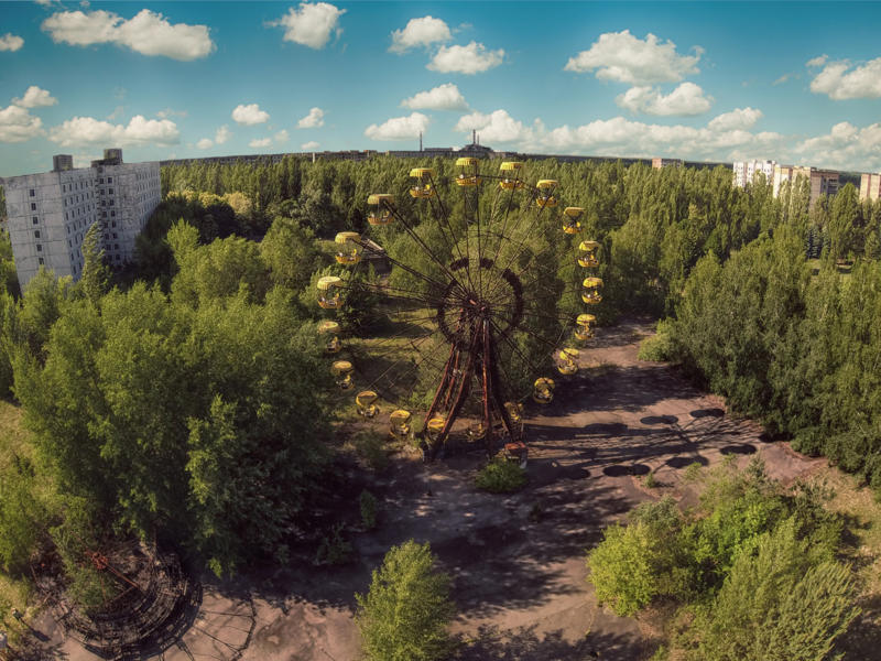 Chernobyl, Ukraine Shengsi Islands, China, Ōkunoshima, Japan, Kolmanskop, Namibia, Aralkum Desert, Uzbekistan/Kazakhstan, SS Ayrfield, Homebush Bay, Australia, Tunnel of Love, Ukraine, Valle Dei Mulini, Gragnano, Italy, Angkor Wat, Cambodia, Chernobyl, Ukraine