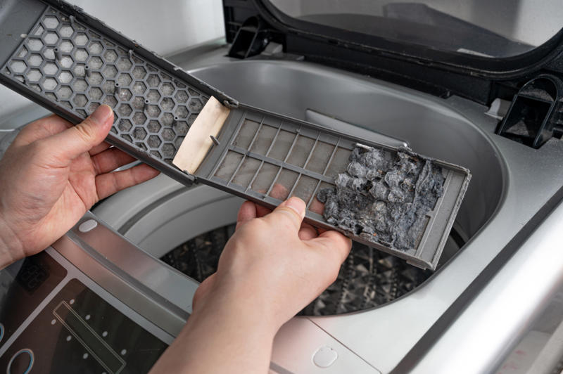 Filter cleaning Clean and serene, Getting started, Rubber gloves, Scrubbing brush, White vinegar, Washing machine cleaner tablets, Aggressive cleaning power, Filter cleaning, Inside the drum and machine exterior, Top loaders vs. front loaders, Cleaning mold, Be mindful with vinegar, How to prevent smells