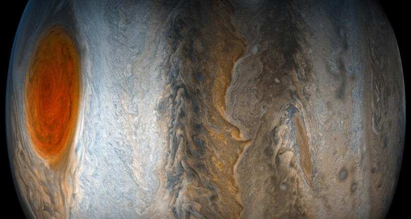 The Great Red Spot A cosmic painting, Saturn's summer sunlight, A two-hour long solar flare, Twisted cosmic knot, An oldie but a goodie, ET goes home, The Great Red Spot, The Crab Nebula, A rare close-up of evidence of water on Mars, Meet Janus, Pandora, Enceladus, Rhea, and Mimas, A supermassive black hole, What 17,500 mph looks like, Jupiter's Northern Lights, Life on Mars, Mars is edgy, Stormy surface, Hurricane Irma from above, Superstar, Don't forget about Pluto!, Subtropical storms from space, The farthest individual star ever seen, Weird little things seen on Earth, Dwarf galaxy, Fires as seen from outer space, A cosmic sparkling ring, Views from the ISS, What outer space plasma looks like, You may recognize this from 'The Martian', Us, as seen from Saturn