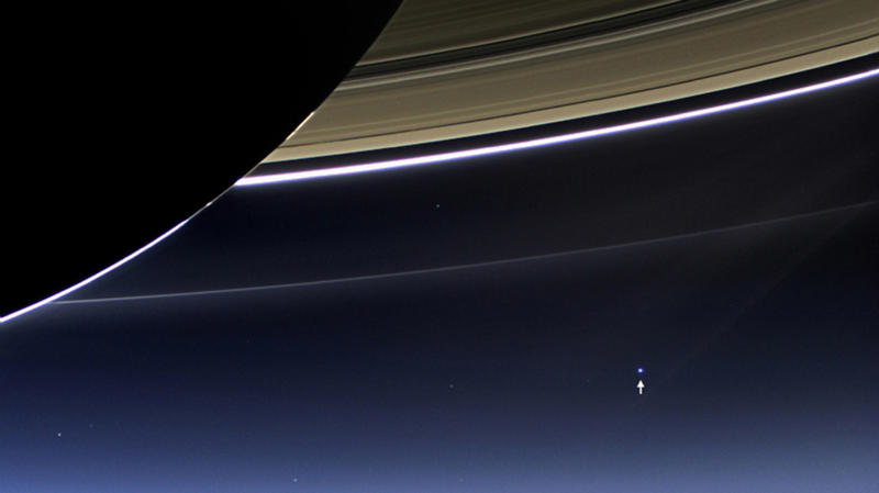 Us, as seen from Saturn A cosmic painting, Saturn's summer sunlight, A two-hour long solar flare, Twisted cosmic knot, An oldie but a goodie, ET goes home, The Great Red Spot, The Crab Nebula, A rare close-up of evidence of water on Mars, Meet Janus, Pandora, Enceladus, Rhea, and Mimas, A supermassive black hole, What 17,500 mph looks like, Jupiter's Northern Lights, Life on Mars, Mars is edgy, Stormy surface, Hurricane Irma from above, Superstar, Don't forget about Pluto!, Subtropical storms from space, The farthest individual star ever seen, Weird little things seen on Earth, Dwarf galaxy, Fires as seen from outer space, A cosmic sparkling ring, Views from the ISS, What outer space plasma looks like, You may recognize this from 'The Martian', Us, as seen from Saturn