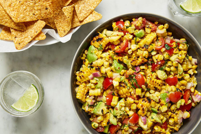 Elote (Mexican Street Corn), Homemade Salsa , Black Bean & Corn Salad, Mexican Rice, Refried Pinto Beans, Mexican Corn Salad, Homemade Flour Tortillas, Instant Pot Black Beans, Mexican Street Corn Pasta Salad, Best-Ever Guacamole, Pickled Red Onions, Pico De Gallo, Best Queso Dip, Avocado Salsa, Corn Tortillas, Fiesta Corn Salad, Salsa Verde, Avocado Tomato Salad, Baked Yuca Fries, Esquites Fritters, Sikil P’ak (Pumpkin Seed Salsa), Queso Fundido, Red Cabbage Slaw, Copycat Chipotle Corn Salsa, Cucumber, Tomato, & Onion Salad, Black Bean Soup, Grilled Corn Salsa, Chayote With Dried Green Chile