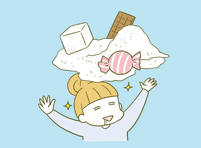 ◆「お菓子買いだめしないの術」, ◆ほんとにゼロにできる？, ◆お菓子は「量より質」にシフト, ◆砂糖は依存性があるよ, ◆果物は食べすぎに注意！, ◆ゼロカロリーや糖類ゼロなら たくさん食べても大丈夫？