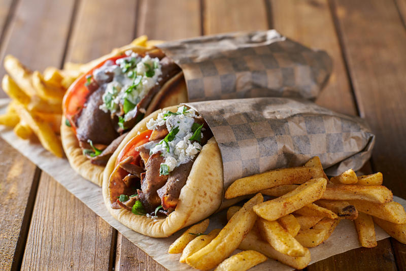 Gyro, Greece Vegemite, Australia, Yakisoba-pan, Japan, Roti john, Malaysia/Singapore, Vada pav, India, Breakfast roll, Ireland, Kaya toast, Singapore, Francesinha, Portugal, Bocadillo, Spain, Zapiekanka, Poland, Katsu sando, Japan, Cemita, Mexico, Bauru, Brazil, Rarebit, Wales, Leberkäsesemmel, Germany, Bánh mì, Vietnam, Jambon-beurre, France, Falafel, across the Middle East, Arepa, Venezuela, Montreal-style smoked meat, Canada, Pork chop bun, Macau, Tripleta, Puerto Rico, Chivito, Uruguay, Medianoche, Cuba, Chopped barbecue, USA, Gyro, Greece