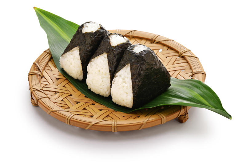Onigiri wrapped in nori seaweed Teriyaki chicken, Katsu don chicken, Kakuni bossam, Teriyaki salmon, Miso soup with duck, Nasu dengaku, Sukiyaki, Kake udon, Onigiri wrapped in nori seaweed